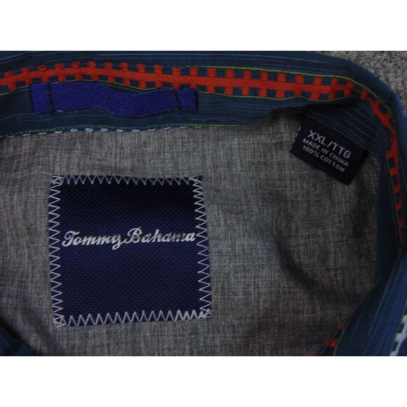 Tommy Bahama Shirt Mens 2XL Blue White Red Stripe - Picture 4 of 8